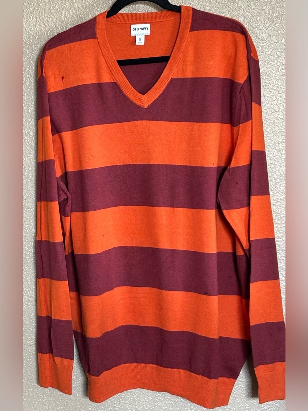 Old Navy Orange and Maroon Striped Sweater